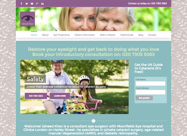 london-cataract-surgeon-gets-online-branding-makeover-jaheed-khan-case-study-Website-frontpage-LiveseySolar-laser-eye-surgery-marketing