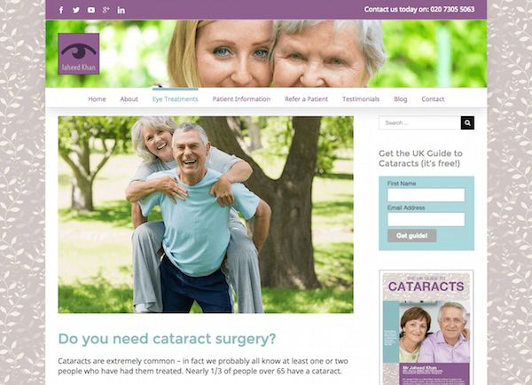 london-cataract-surgeon-gets-online-branding-makeover-jaheed-khan-case-study-product-page-LiveseySolar-laser-eye-surgery-marketing