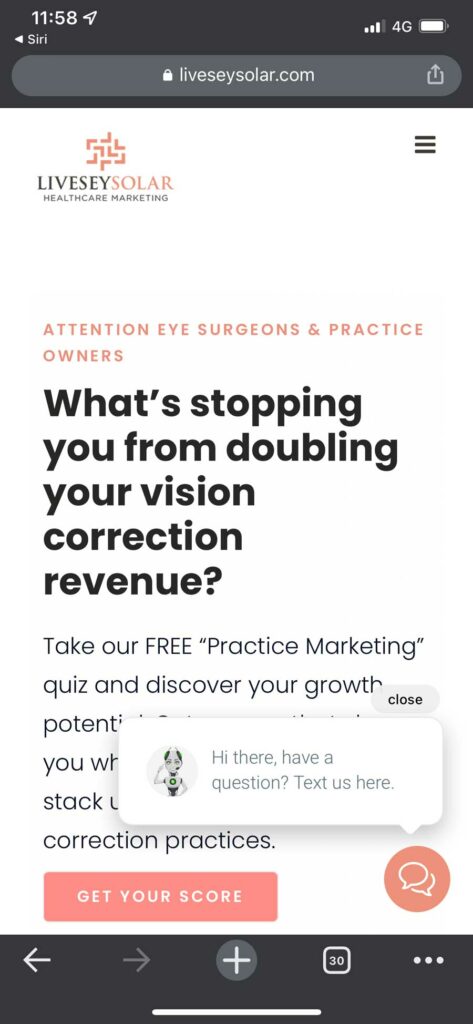 How-to-get-into-your-website-visitor’s-mobile-phones-LiveseySolar-website-with-chat-widget-LiveseySolar-laser-eye-surgery-marketing