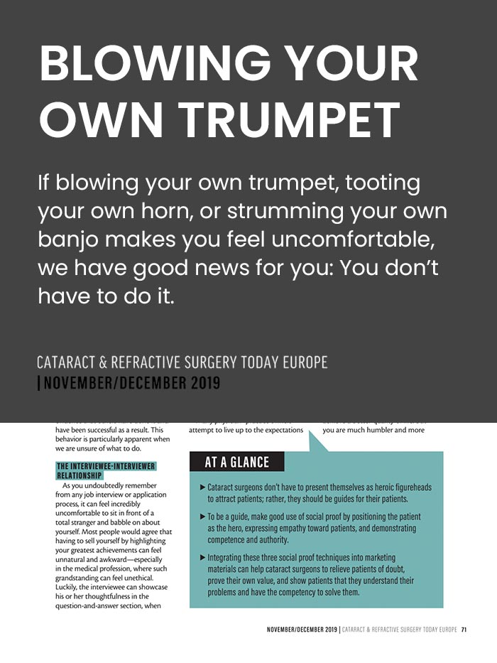 Article-cover-Blowing-Your-Own-Trumpet-LiveseySolar-laser-eye-surgery-marketing