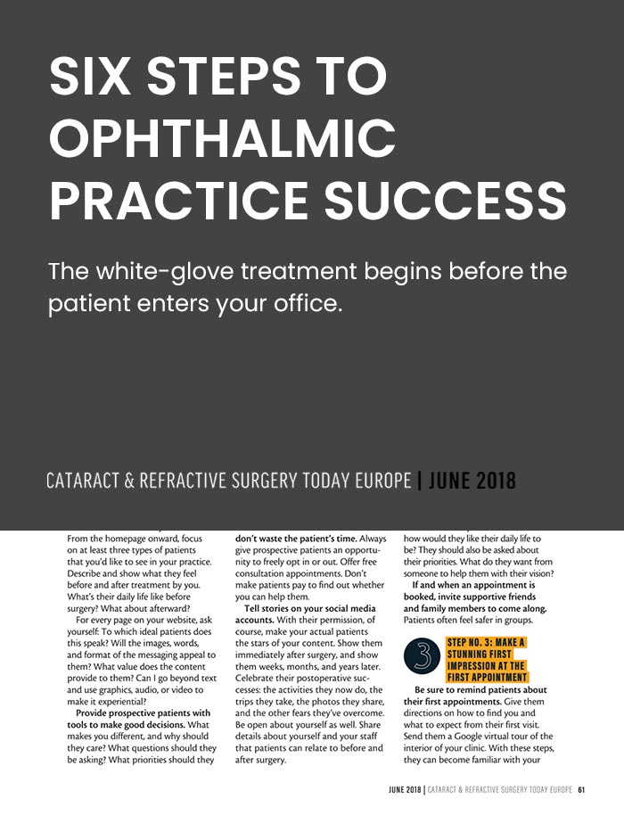 Article-cover-Six-Steps-to-Ophthalmic-Practice-Success-LiveseySolar-laser-eye-surgery-marketing