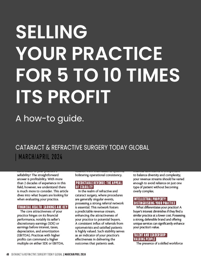Article-Cover-Selling-Your-Practice-for-5-to-10-Times-Its-Profit-LiveseySolar-laser-eye-surgery-marketing